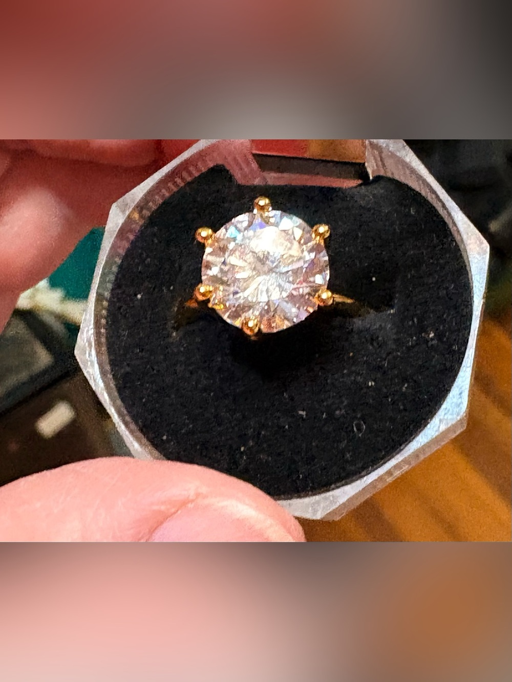 S925 5 Carats Moissanite Ring 
18K Gold Plated Size 7 New W/O tag 
S925 stamped)